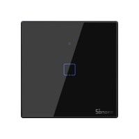 Sonoff T3EU1C-TX Smart Wall Switch, 1-Kanal Wand-Schaltaktor, schwarz, mit Rahmen, WiFi + 433MHz