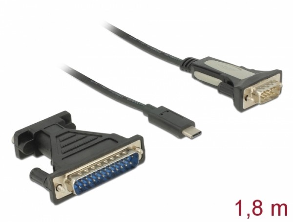 Adapter USB Type-C - 1 x Seriell DB9 RS-232 &#43; Adapter DB25, FTDI