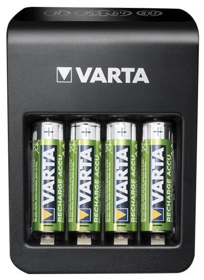 VARTA LCD Plug Charger+ Ladegerät, LCD-Anzeige, AA/AAA/9V NiMH, inkl. 4 Akkus