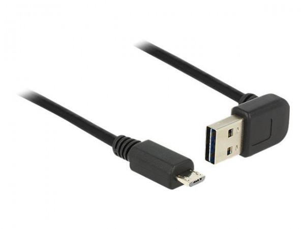 EASY USB 2.0 Kabel A Stecker oben/unten gewinkelt &amp;#150; micro B Stecker schwarz