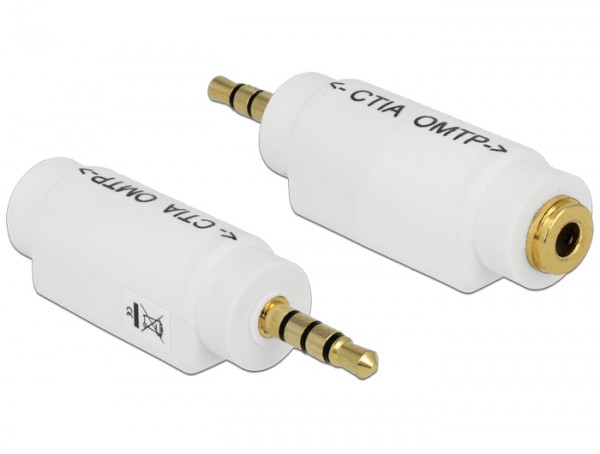 Adapter, 3,5 mm 4 Pin Klinkenstecker CTIA - 3,5 mm 4 Pin Klinkenbuchse OMTP, &#228;ndert die Pinbelegung
