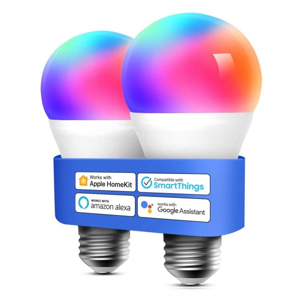 Meross Dimmbare Multicolor Smart LED-Lampe, RGBW, E27, 2er Pack