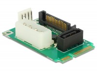 MiniPCIe Konverter mSATA full size - 1 x SATA 7 Pin Buchse + Stromversorgung