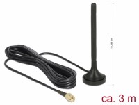 LTE Antenne SMA Stecker 2 dBi starr omnidirektional mit magnetischem Standfuß und Anschlusskabel RG-174 3 m outdoor schwarz