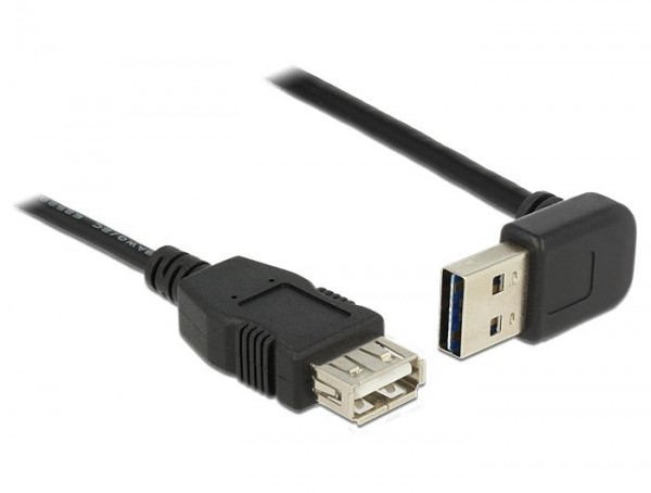 EASY USB 2.0 Kabel A Stecker 90° oben/unten gewinkelt &amp;#150; A Buchse schwarz