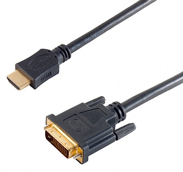 Adapterkabel HDMI Typ A Stecker &amp;#150; DVI-D 24+1 Stecker schwarz