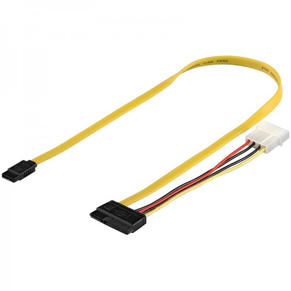 2in1 Slimline S-ATA 1.5GBits / 3GBits / 6GBits Daten + Stromkabel 0,50m
