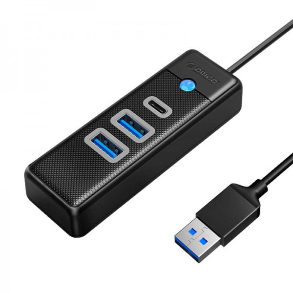 Orico Hub Adapter USB zu 2x USB 3.0 + USB-C, 0,15m, Schwarz