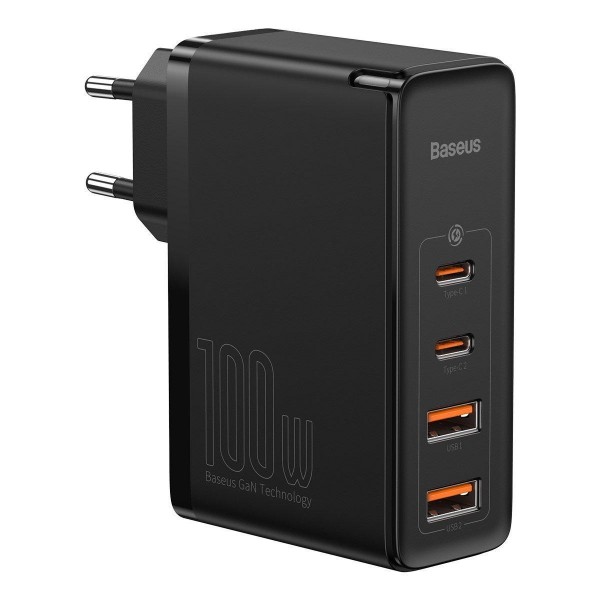 Baseus GaN2 Pro Quick Travel Charger / Ladegerät, 2x USB-C + 2x USB, 100W, schwarz
