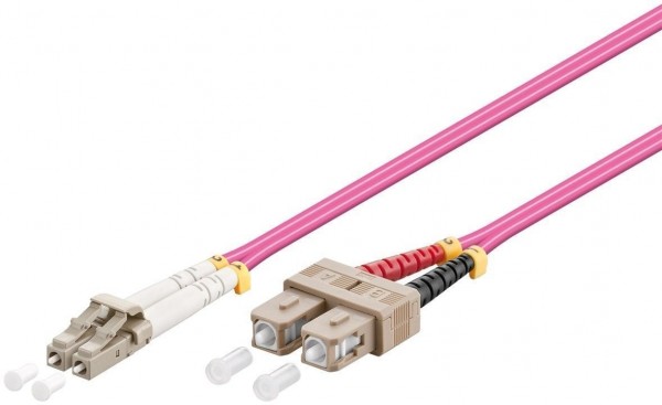 LWL Kabel Multimode OM4, LC-Stecker (UPC) &gt; SC-Stecker (UPC), violett