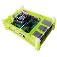 Geh&#228;use f&#252;r Raspberry Pi 4 mit L&#252;fter, stackable, transparent/toxic green