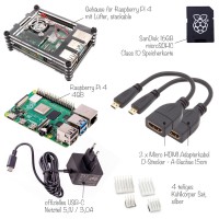 Raspberry Pi 4 Computer Modell B, 4GB RAM Full Starter KIT, schwarz