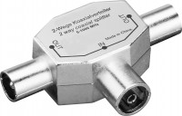 Antennenverteiler / T-Adapter, 2x Koax-Stecker - Koax-Buchse, Metallausführung