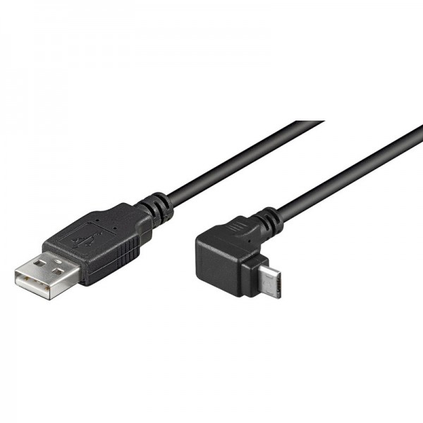 USB 2.0 Hi-Speed Kabel A Stecker &amp;#150; Micro B Stecker 90° Winkel schwarz