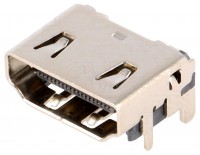 CONNFLY HDMI Steckverbinder Buchse, DS1114-BN0XR, 19 Pin, gold flash, 90&#176; Winkel, SMT, vernickelt