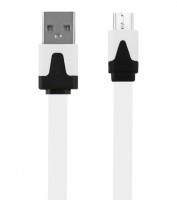 Micro USB 2.0 Flachkabel, A Stecker &#150; Micro B Stecker, wei&#223;
