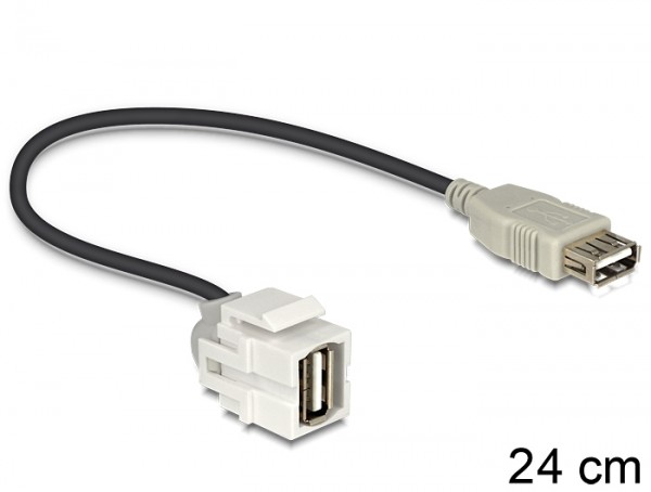 Keystone USB2.0 A Buchse > USB2.0 A Buchse 250&#176; mit Kabel
