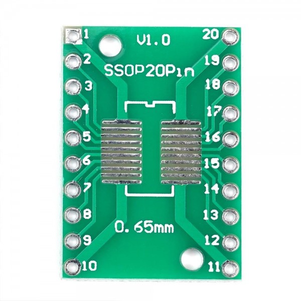 SMD Breakout Adapter für SOP20 / SSOP20 / TSSOP20, 20 Pin, 0,65mm / 1,27mm