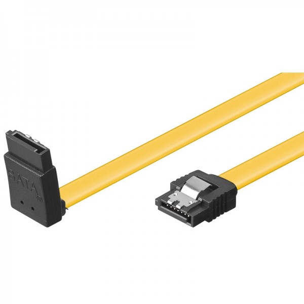 S-ATA Kabel 1.5GBits / 3GBits / 6GBits 90° nach oben gewinkelt gelb