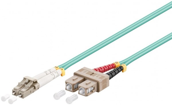 LWL Kabel Multimode OM3, LC-Stecker (UPC) &gt; SC-Stecker (UPC), türkis