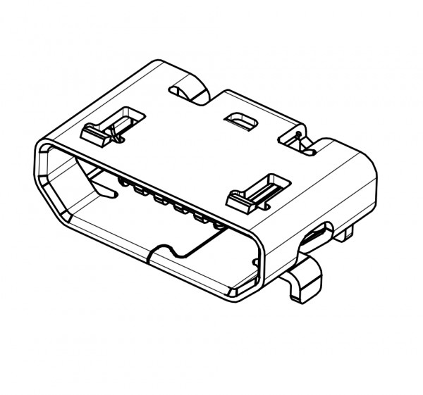 Micro USB Typ B Buchse, SMD, THT Montage, ohne Kragen