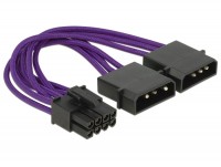 Stromkabel PCI Express 8 Pin Stecker > 2 x 4 Pin Stecker Textilummantelung violett
