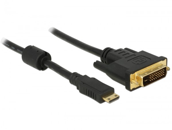 Adapterkabel Mini HDMI Typ C Stecker &amp;#150; DVI-D 24+1 Stecker schwarz