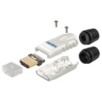 HDMI A-Stecker, 19 polig, Metallausführung mit Knickschutz, Lötmontage