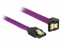 S-ATA Premium Kabel 1.5GBits / 3GBits / 6GBits 90&#176; nach unten gewinkelt violett
