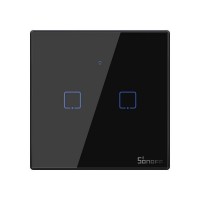 Sonoff T3EU2C-TX Smart Wall Switch, 2-Kanal Wand-Schaltaktor, schwarz, mit Rahmen, WiFi + 433MHz