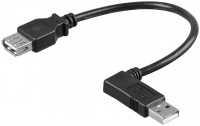 USB 2.0 Hi-Speed Verlängerungskabel A Stecker 90° links gewinkelt  A Buchse schwarz