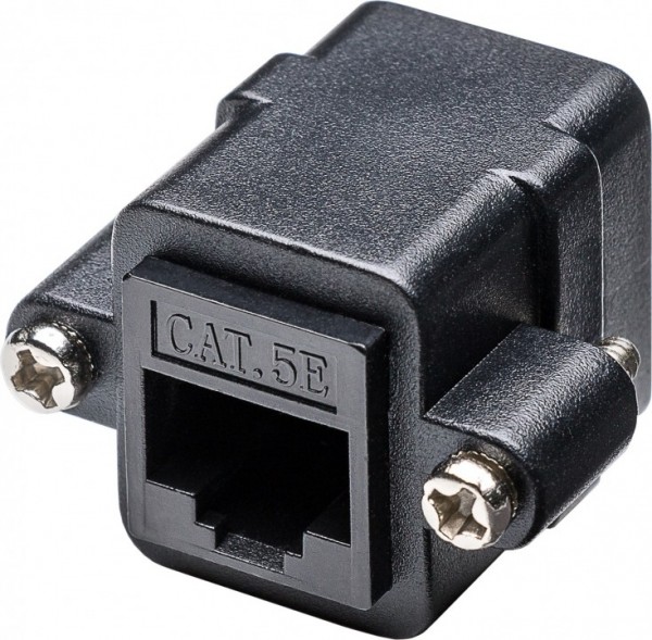 CAT 5e Modularkupplung/Verbinder mit Montageflansch, 2 x RJ45-Buchse