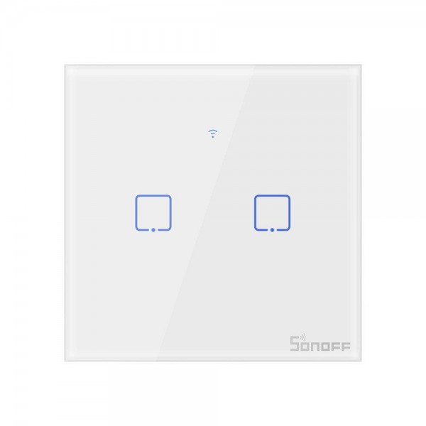 Sonoff T0EU2C-TX Smart Wall Switch, 2-Kanal Wand-Schaltaktor, weiß, ohne Rahmen, WiFi
