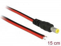 Kabel DC 5,5 x 2,5 mm Stecker zu offenen Kabelenden 15 cm