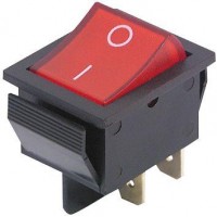 Wippschalter, 4-polig, schwarz, rot beleuchtet (250 V), ON-OFF