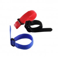 Kabelbinder Klettverschluss mit Schlaufe 250mm, schwarz / blau / rot, 9 Stück 
