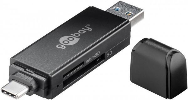 2in1 USB 3.0 Cardreader mit USB-C und A-Stecker für Micro SD und SD Speicherkarten