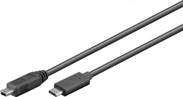 USB-C 2.0 Kabel, C Stecker  Mini B Stecker, schwarz