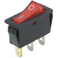 Wippschalter, 1-polig, schwarz, rot beleuchtet (250 V), ON-OFF