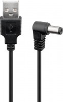 USB Strom Adapterkabel, A Stecker  Hohlstecker 5,5 x 2,1mm gewinkelt, schwarz