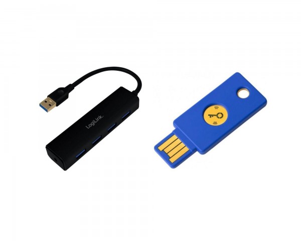 Yubico YubiKey Security Key NFC &#43; 4 Port USB 2.0 Hub Bundle 