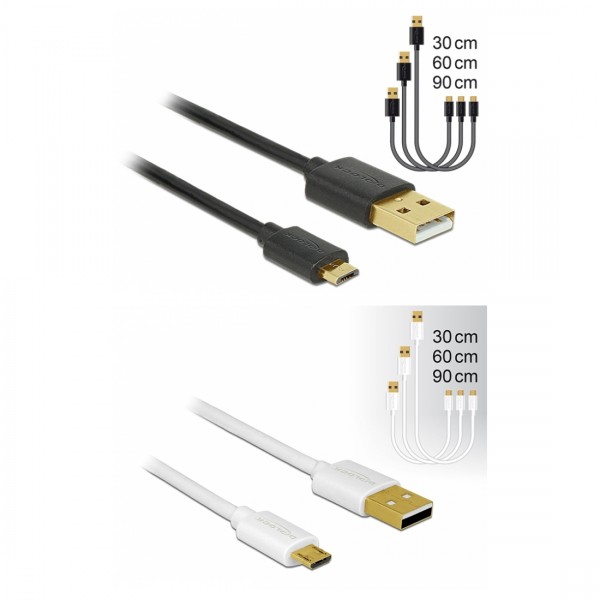 Micro USB 2.0 Daten- und Schnellladekabel A-Stecker  Micro B-Stecker 3er Set