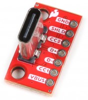 SparkFun USB C Breakout Vertikal, VBUS, GND, CC1, CC2, D+, D-, SHLD Pins, Pitch Header, 1.5A - 3A