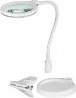 Kaltlicht LED Stand/Klemm Lupenleuchte mit 30 SMD LEDs und flexiblem Schwanenhals, 6W, weiß