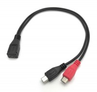Micro USB 2.0 Y-Kabel - micro B Buchse - 2x micro B Stecker 0,30m schwarz