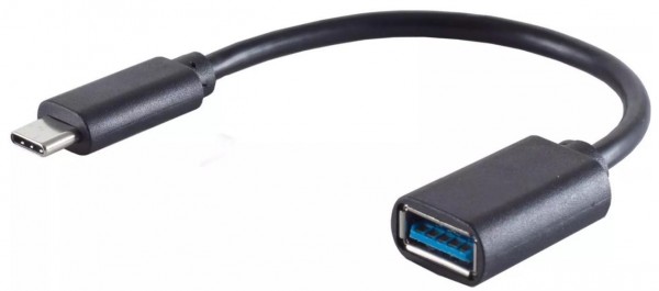 USB-C Adapter zu USB-A 3.0 Buchse, OTG, PVC Gehäuse, 5 Gbps, 10 cm
