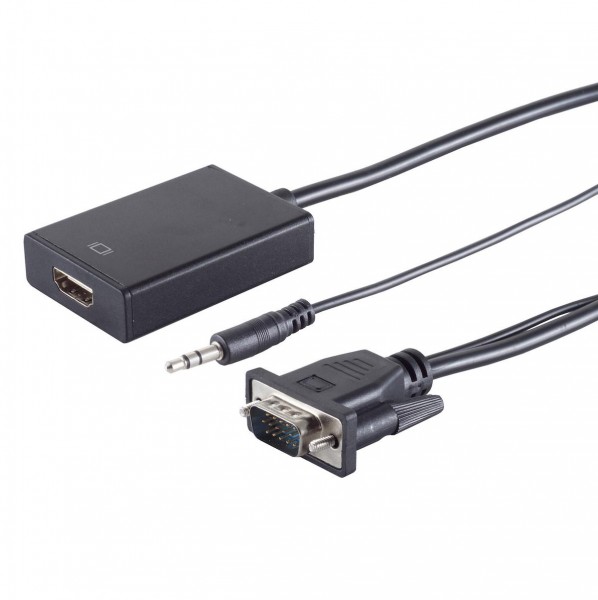 VGA zu HDMI Adapter inkl. Audio&#252;bertragung, 1080p, schwarz