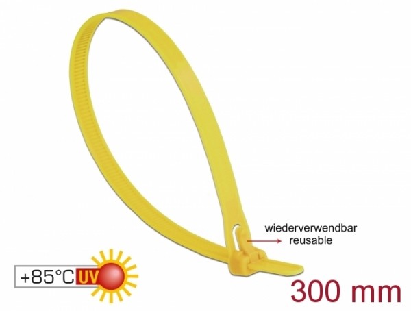 Kabelbinder wiederverwendbar hitzebeständig L 300 x B 7,6 mm 100 Stück gelb