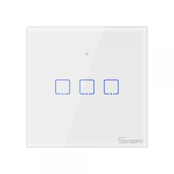Sonoff T0EU3C-TX Smart Wall Switch, 3-Kanal Wand-Schaltaktor, weiß, ohne Rahmen, WiFi