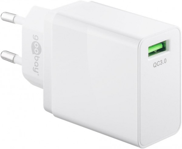 USB Schnellladegerät / Netzteil, QC 3.0, USB-A, 18W, weiß